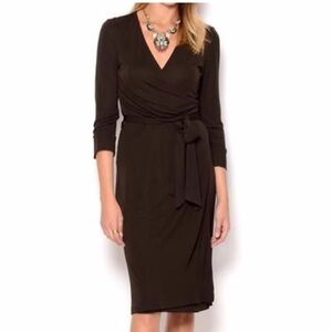 Diane von Furstenberg DVF New Julian Wrap Dress – Brown Silk Jersey